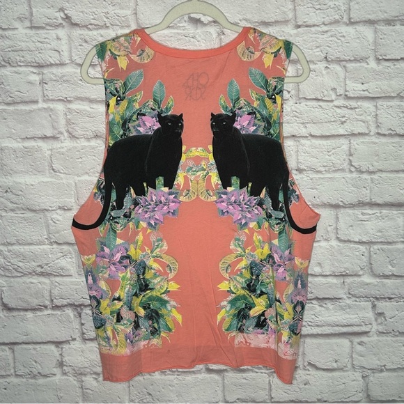 Chaser Floral Panther Print Tank Top NWT - Picture 4 of 13